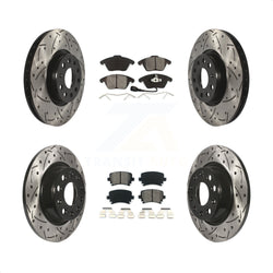 Front Rear Coated Drilled Slotted Disc Brake Rotors And Semi-Metallic Pads Kit For Volkswagen CC GTI Passat Audi A3 Quattro KDS-100270