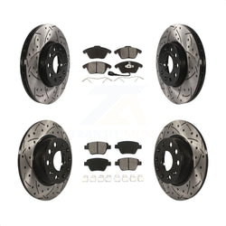 Front Rear Coated Drilled Slotted Disc Brake Rotors And Semi-Metallic Pads Kit For Volkswagen Beetle KDS-100277