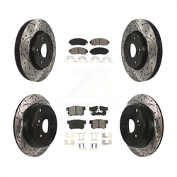 Front Rear Coated Drilled Slotted Disc Brake Rotors And Semi-Metallic Pads Kit For Honda CR-V Acura RDX KDS-100289
