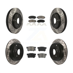 Front Rear Coated Drilled Slotted Disc Brake Rotors And Semi-Metallic Pads Kit For Acura RDX KDS-100290