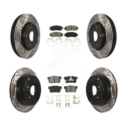 Front Rear Coated Drilled Slotted Disc Brake Rotors And Semi-Metallic Pads Kit For 2012-2016 Honda CR-V AWD KDS-100291