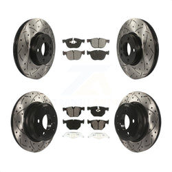 Front Rear Coated Drilled Slotted Disc Brake Rotors And Semi-Metallic Pads Kit For BMW X5 X6 KDS-100300