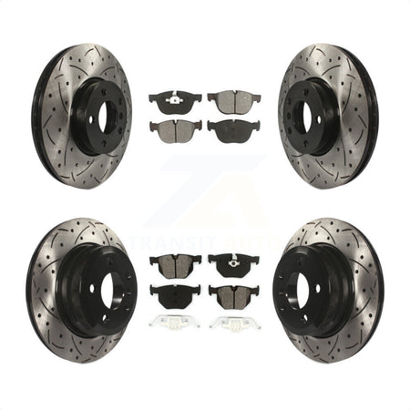 Front Rear Coated Drilled Slotted Disc Brake Rotors And Semi-Metallic Pads Kit For BMW X5 X6 KDS-100300 by Transit Auto