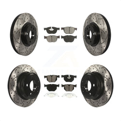 Front Rear Coated Drilled Slotted Disc Brake Rotors And Semi-Metallic Pads Kit For BMW X5 X6 KDS-100301