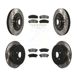 Front Rear Coated Drilled Slotted Disc Brake Rotors And Semi-Metallic Pads Kit For Toyota Highlander Sienna Lexus RX350 RX450h KDS-100310