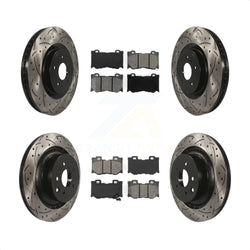 Front Rear Coated Drilled Slotted Disc Brake Rotors And Semi-Metallic Pads Kit For INFINITI G37 Nissan 370Z Q60 Z KDS-100317