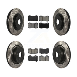 Front Rear Coated Drilled Slotted Disc Brake Rotors And Semi-Metallic Pads Kit For INFINITI Q50 M37 Q60 Q70 Q70L QX70 M56 FX50 KDS-100318
