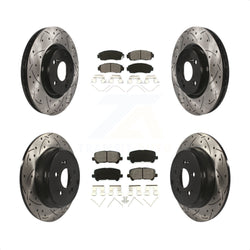Front Rear Coated Drilled Slotted Disc Brake Rotors And Semi-Metallic Pads Kit For 2011-2014 Honda Odyssey KDS-100324
