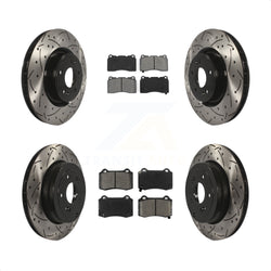 Front Rear Coated Drilled Slotted Disc Brake Rotors And Semi-Metallic Pads Kit For Hyundai Genesis Coupe KDS-100325