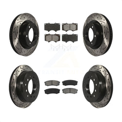 Front Rear Coated Drilled Slotted Disc Brake Rotors And Semi-Metallic Pads Kit For Toyota 4Runner Lexus GX460 KDS-100328