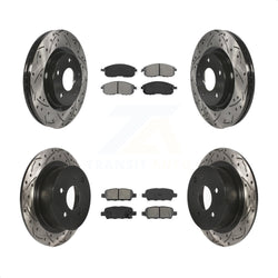 Front Rear Coated Drilled Slotted Disc Brake Rotors And Semi-Metallic Pads Kit For Nissan Sentra Juke KDS-100335