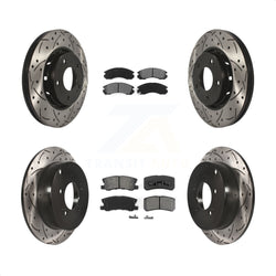 Front Rear Coated Drilled Slotted Disc Brake Rotors And Semi-Metallic Pads Kit For Mitsubishi Lancer KDS-100339