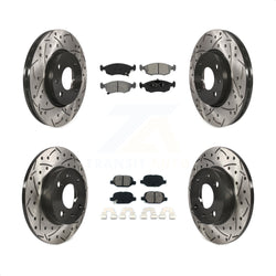 Front Rear Coated Drilled Slotted Disc Brake Rotors And Semi-Metallic Pads Kit For Fiat 500 KDS-100341