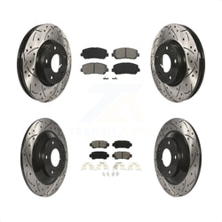 Front Rear Coated Drilled Slotted Disc Brake Rotors And Semi-Metallic Pads Kit For Mazda CX-5 KDS-100346