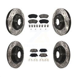 Front Rear Coated Drilled Slotted Disc Brake Rotors And Semi-Metallic Pads Kit For Mazda 6 KDS-100347