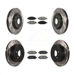 Front Rear Coated Drilled Slotted Disc Brake Rotors And Semi-Metallic Pads Kit For Nissan Pathfinder Murano INFINITI QX60 JX35 KDS-100355