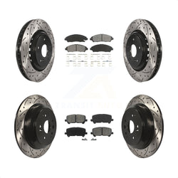 Front Rear Coated Drilled Slotted Disc Brake Rotors And Semi-Metallic Pads Kit For 2014-2016 Acura MDX KDS-100358