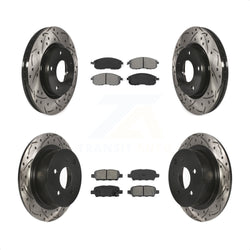 Front Rear Coated Drilled Slotted Disc Brake Rotors And Semi-Metallic Pads Kit For Nissan Sentra KDS-100362