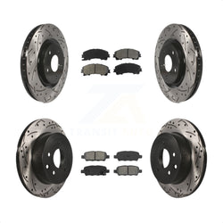 Front Rear Coated Drilled Slotted Disc Brake Rotors And Semi-Metallic Pads Kit For Nissan Rogue KDS-100369