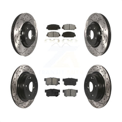 Front Rear Coated Drilled Slotted Disc Brake Rotors And Semi-Metallic Pads Kit For 2017-2022 Acura ILX KDS-100374
