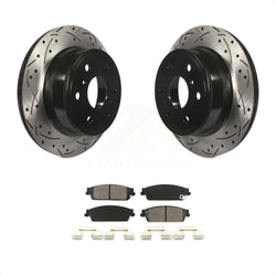 Rear Coated Drilled Slotted Disc Brake Rotors And Semi-Metallic Pads Kit For Chevrolet Silverado 1500 GMC Sierra Tahoe Suburban Yukon Cadillac XL Avalanche Escalade ESV EXT KDS-100380