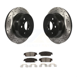 Rear Coated Drilled Slotted Disc Brake Rotors And Semi-Metallic Pads Kit For Chevrolet Silverado 1500 GMC Sierra Tahoe Suburban Yukon Cadillac XL Escalade ESV LD Limited KDS-100381