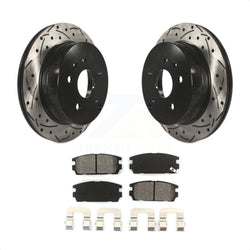 Rear Coated Drilled Slotted Disc Brake Rotors And Semi-Metallic Pads Kit For 2010-2017 Chevrolet Equinox GMC Terrain KDS-100386