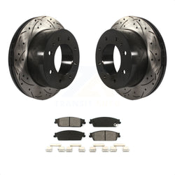 Rear Coated Drilled Slotted Disc Brake Rotors And Semi-Metallic Pads Kit For 2011 Chevrolet Silverado 1500 Hybrid KDS-100389