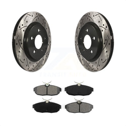 Rear Coated Drilled Slotted Disc Brake Rotors And Semi-Metallic Pads Kit For Ford Mustang KDS-100395