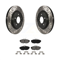 Rear Coated Drilled Slotted Disc Brake Rotors And Semi-Metallic Pads Kit For Ford Mustang KDS-100396