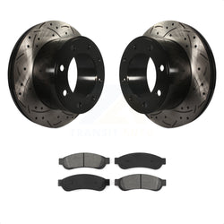 Rear Coated Drilled Slotted Disc Brake Rotors And Semi-Metallic Pads Kit For Ford F-250 Super Duty F-350 KDS-100402