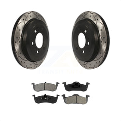 Rear Coated Drilled Slotted Disc Brake Rotors And Semi-Metallic Pads Kit For 2007-2017 Ford Expedition Lincoln Navigator KDS-100403