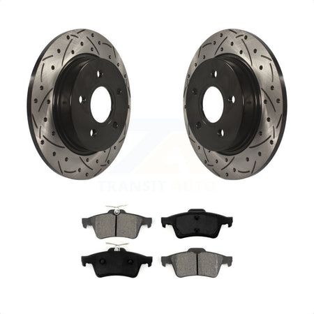 Rear Coated Drilled Slotted Disc Brake Rotors And Semi-Metallic Pads Kit For Ford Focus KDS-100407 by Transit Auto