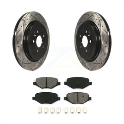 Rear Coated Drilled Slotted Disc Brake Rotors And Semi-Metallic Pads Kit For Ford Explorer Police Interceptor Utility Lincoln MKS Flex Taurus MKT KDS-100410