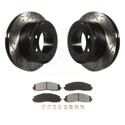 Rear Coated Drilled Slotted Disc Brake Rotors And Semi-Metallic Pads Kit For Ford F-250 Super Duty F-350 KDS-100415