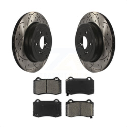 Rear Coated Drilled Slotted Disc Brake Rotors And Semi-Metallic Pads Kit For Hyundai Genesis Coupe KDS-100466