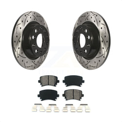 Rear Coated Drilled Slotted Disc Brake Rotors And Semi-Metallic Pads Kit For Volkswagen Tiguan CC Jetta Audi Passat GTI A3 Eos Q3 Limited Quattro KDS-100472