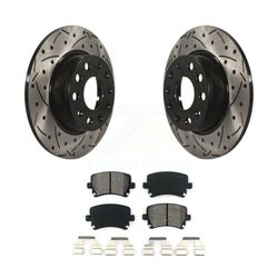 Rear Coated Drilled Slotted Disc Brake Rotors And Semi-Metallic Pads Kit For Volkswagen GTI KDS-100473