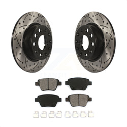 Rear Coated Drilled Slotted Disc Brake Rotors And Semi-Metallic Pads Kit For Volkswagen Jetta Passat Beetle Golf GTI Eos Audi A3 Quattro KDS-100474
