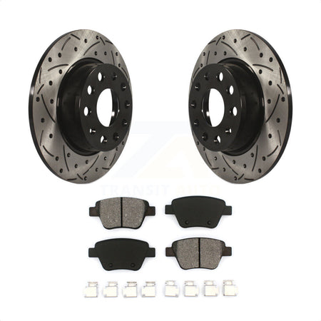 Rear Coated Drilled Slotted Disc Brake Rotors And Semi-Metallic Pads Kit For Volkswagen Jetta Passat Beetle Golf GTI Eos Audi A3 Quattro KDS-100474 by Transit Auto