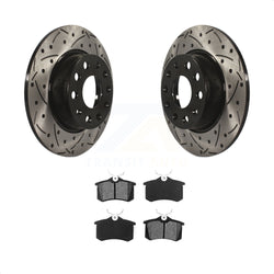 Rear Coated Drilled Slotted Disc Brake Rotors And Semi-Metallic Pads Kit For Volkswagen Beetle Golf With 272mm Diameter Rotor KDS-100475