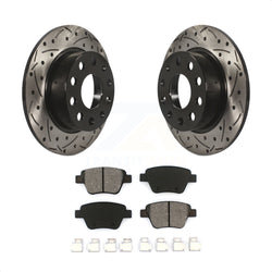Rear Coated Drilled Slotted Disc Brake Rotors And Semi-Metallic Pads Kit For Volkswagen Beetle GTI Eos With 253mm Diameter Rotor KDS-100476