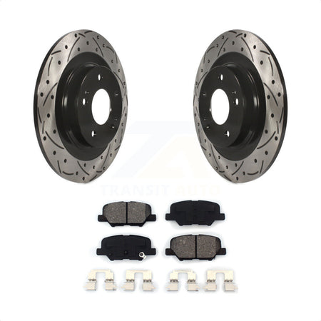 Rear Coated Drilled Slotted Disc Brake Rotors And Semi-Metallic Pads Kit For Mitsubishi Outlander Sport PHEV RVR KDS-100488 by Transit Auto