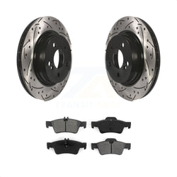 Rear Coated Drilled Slotted Disc Brake Rotors And Semi-Metallic Pads Kit For Mercedes-Benz E550 With 300mm Diameter Rotor KDS-100491