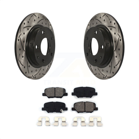 Rear Coated Drilled Slotted Disc Brake Rotors And Semi-Metallic Pads Kit For Mazda 3 Sport KDS-100493 by Transit Auto