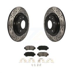 Rear Coated Drilled Slotted Disc Brake Rotors And Semi-Metallic Pads Kit For 2016-2018 Mazda CX-3 KDS-100495
