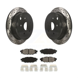 Rear Coated Drilled Slotted Disc Brake Rotors And Semi-Metallic Pads Kit For Subaru WRX KDS-100496