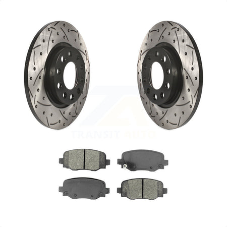 Rear Coated Drilled Slotted Disc Brake Rotors And Semi-Metallic Pads Kit For Jeep Cherokee Chrysler 200 KDS-100503 by Transit Auto