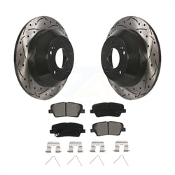Rear Coated Drilled Slotted Disc Brake Rotors And Semi-Metallic Pads Kit For Kia Sorento Hyundai Santa Fe Sport XL KDS-100506