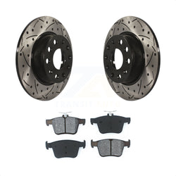 Rear Coated Drilled Slotted Disc Brake Rotors And Semi-Metallic Pads Kit For Audi A3 Quattro Volkswagen e-Golf Sportback e-tron KDS-100507